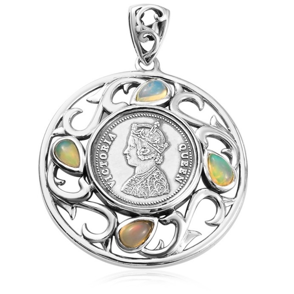 NWT Sterling Silver Ethiopian Opal Queen Victoria Medallion